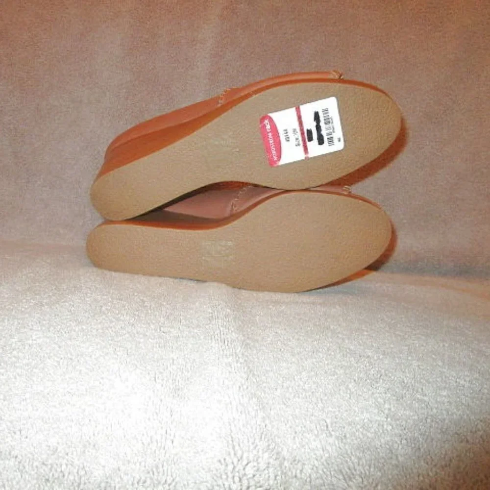Jack Rogers Palmer Stacked Wedge Sandals Womens Size 10 Whipstitched Leather